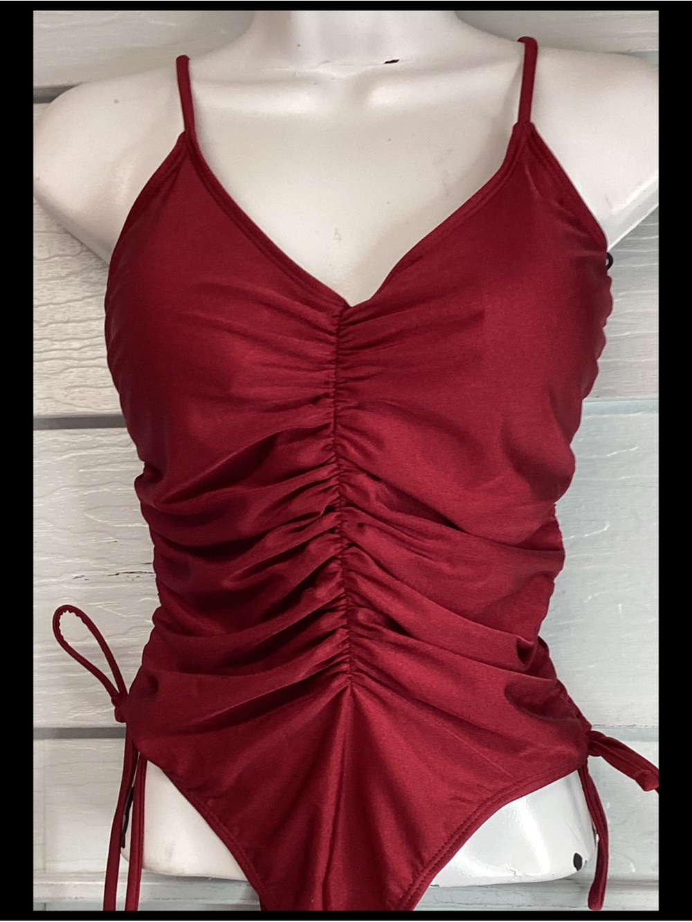 Women’s Ruched Burgundy Cami Bodysuit.62